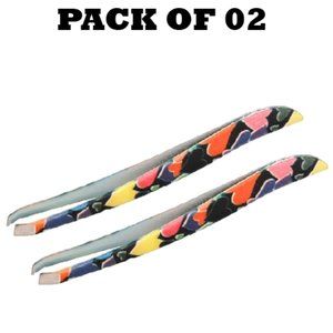 Forgica Professional Stainless Steel Paper Coated Curved Tweezers Pack of 02